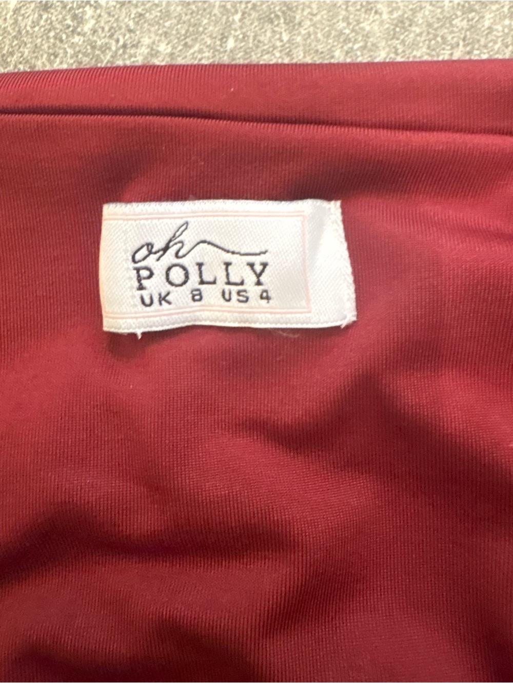 Oh Polly Ruched Asymmetric Ruffle Mini Dress Burgundy Wine Red Size US 4 / UK 8 - Picture 4 of 7